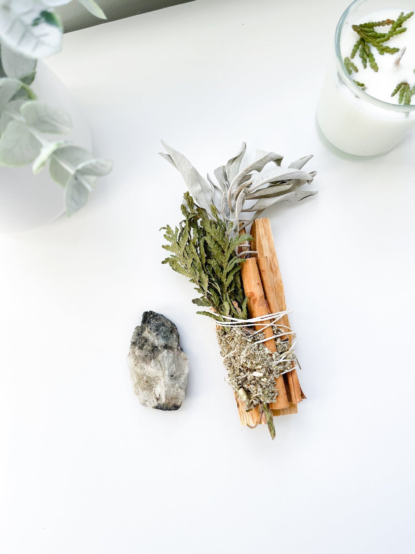 FULL MOON CLEANSE | Palo Santo, White Sage, Cinnamon, Mugwort, & Raw Moonstone