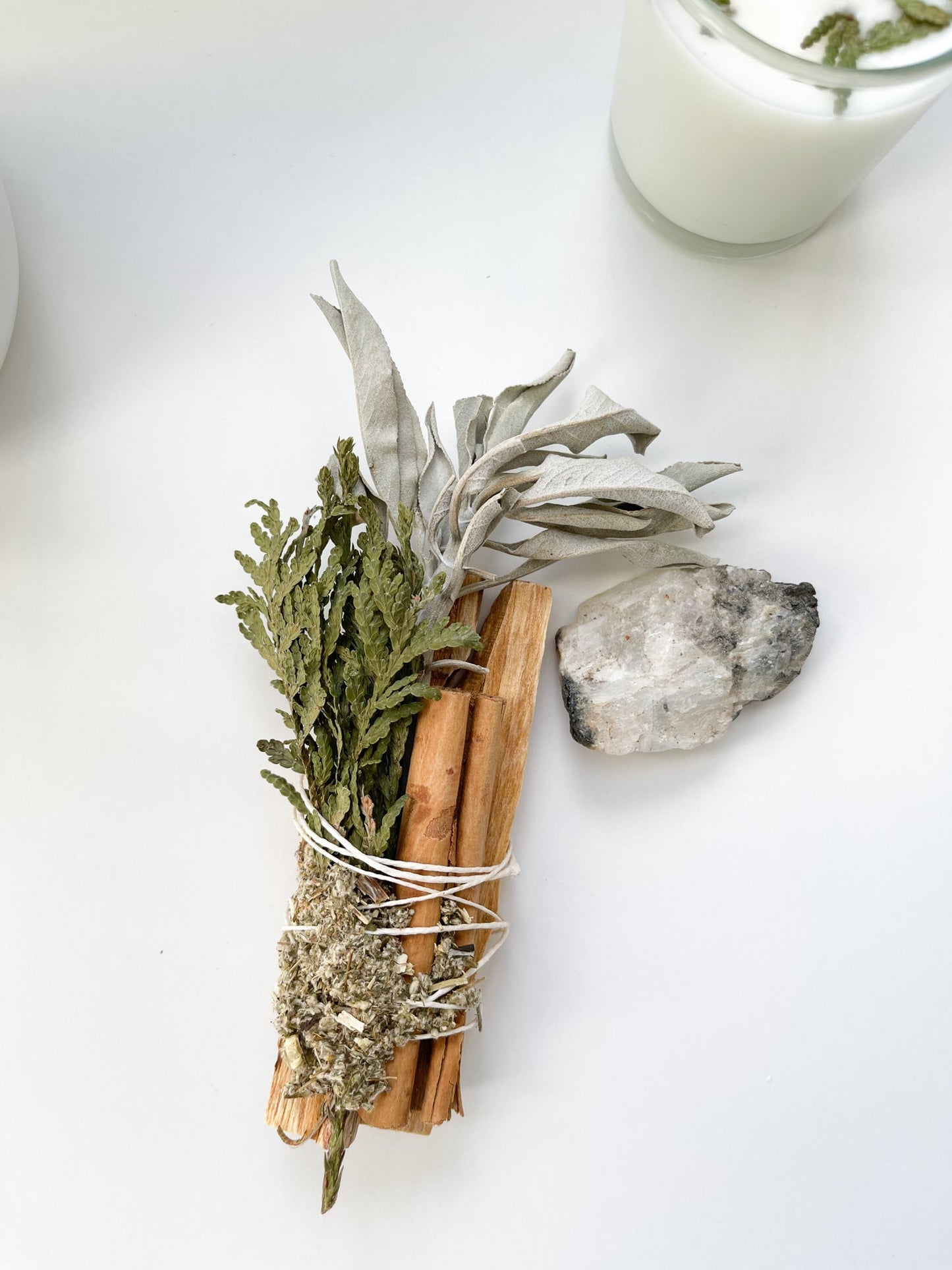 FULL MOON CLEANSE | Palo Santo, White Sage, Cinnamon, Mugwort, & Raw Moonstone