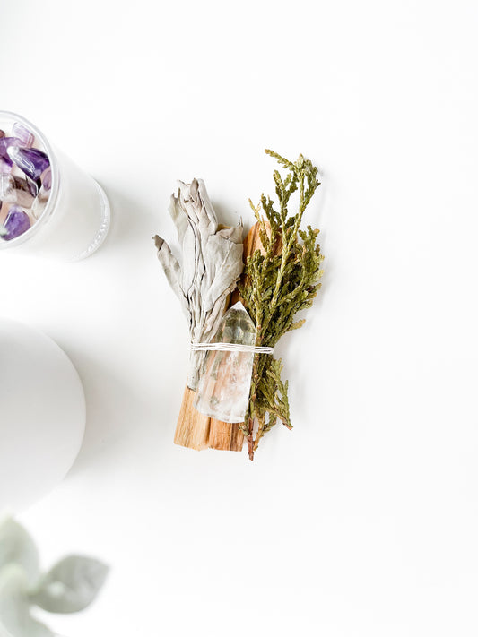 SAGE & CEDAR CLEANSE | Palo Santo, Sage, Cedar, & Quartz