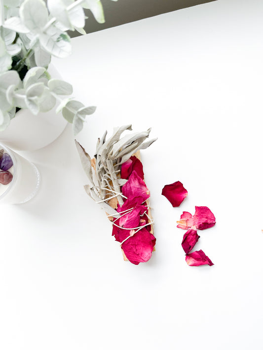 SAGE & ROSE CLEANSE | Palo Santo, Rose Petals, & White Sage